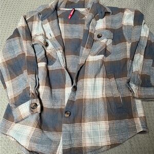 Blue Plaid Button-Up Shirt